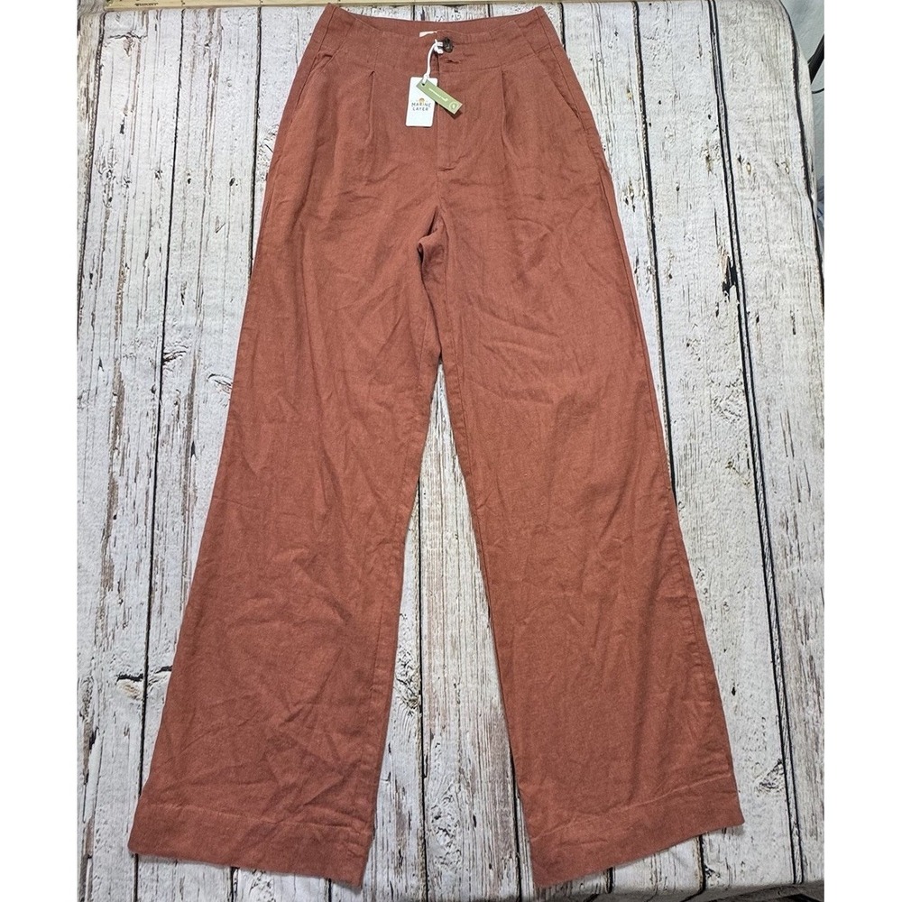 Marine Layer Flora High Waisted Trouser Pants Size 2 Henna Rust New NWT
